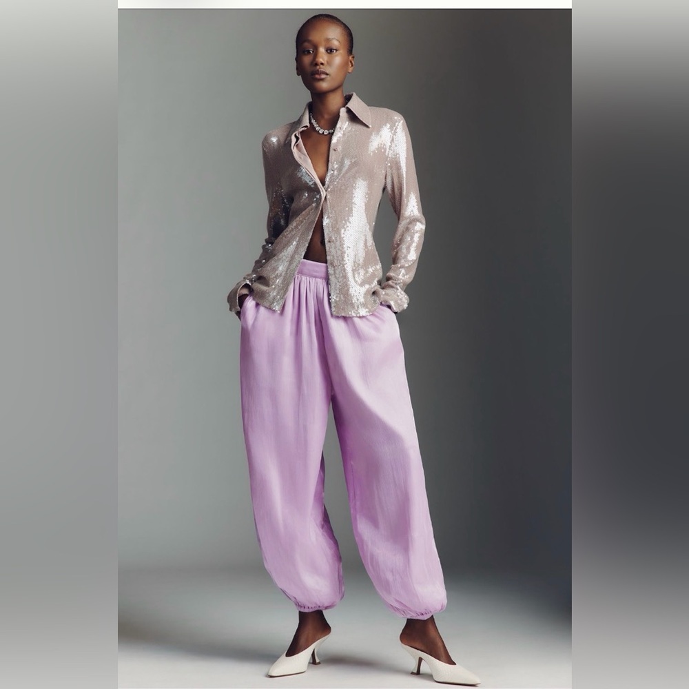 Maeve (Anthropologie) Metallic Lavender Balloon Pants
